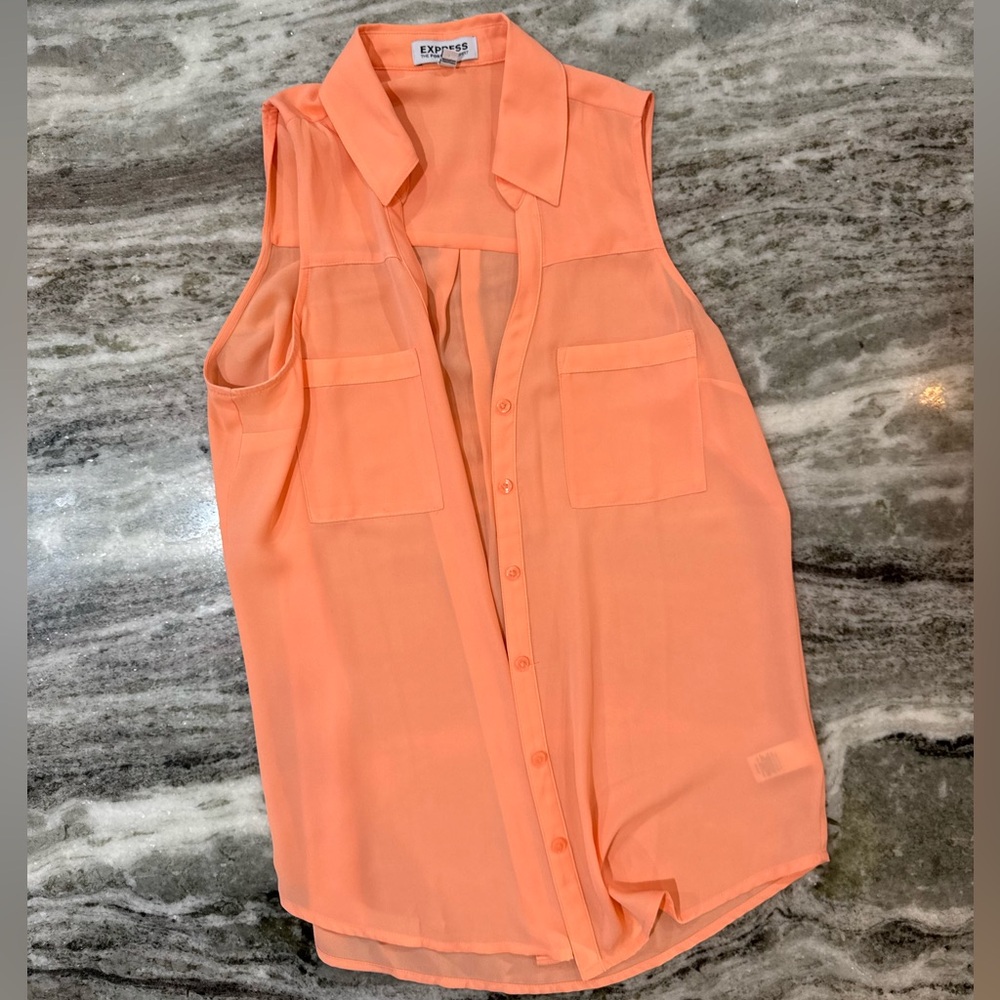 Express The Portofino Sleeveless Peach Blouse Top Women’s Size Small